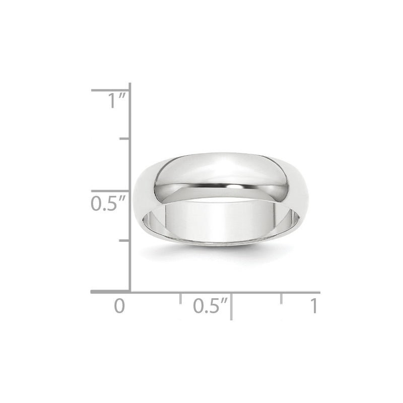 Platinum 6mm Half Round Featherweight Wedding Band Ring