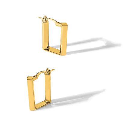 14K Yellow Gold 4x28mm Polished U-Shape Tube Hoop Earrings