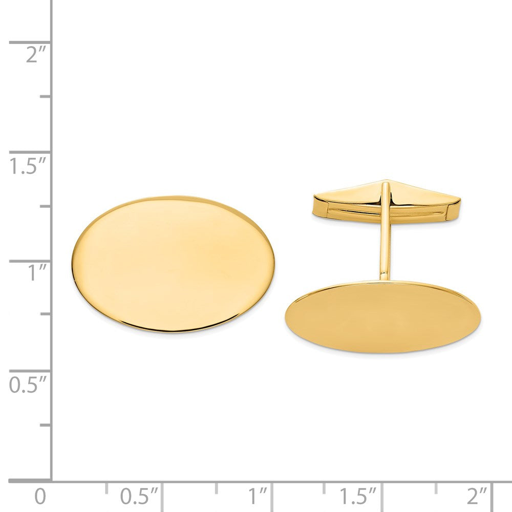 14K Yellow Gold Men's Oval Cuff Links
