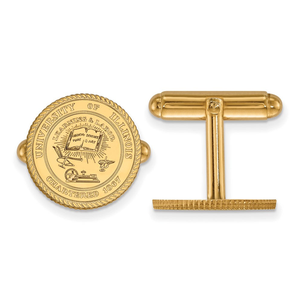 14K Yellow Gold Gold LogoArt University of Illinois Crest Cuff Links