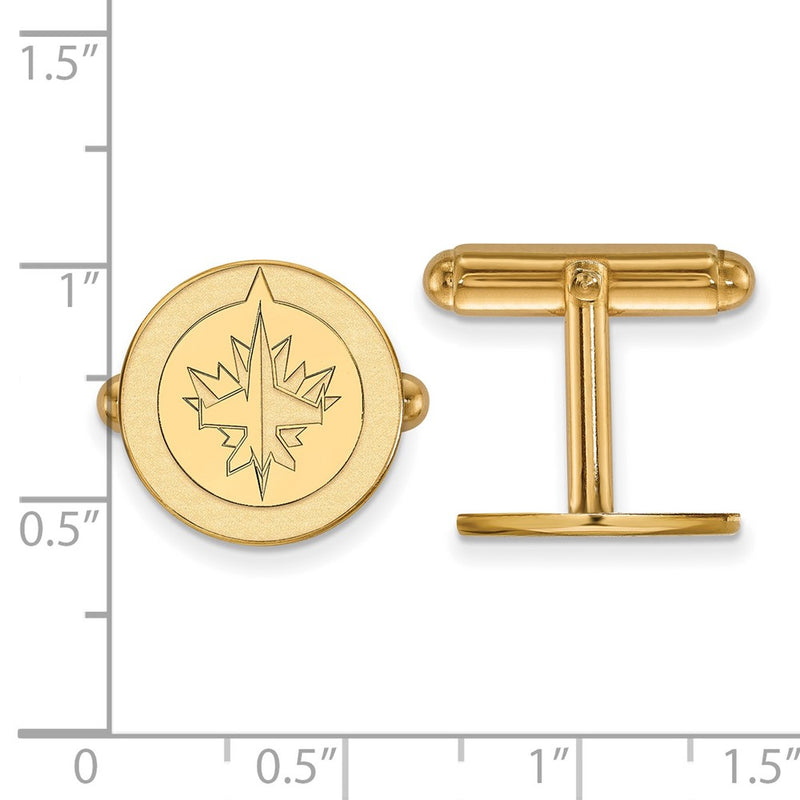 14K Yellow Gold Gold NHL LogoArt Winnipeg Jets Cuff Links