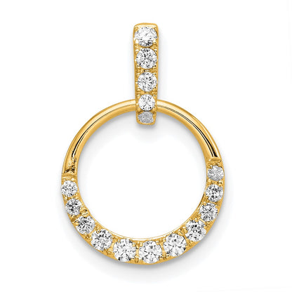 14K Yellow Gold Polished 1/4 carat Diamond Circle Pendant