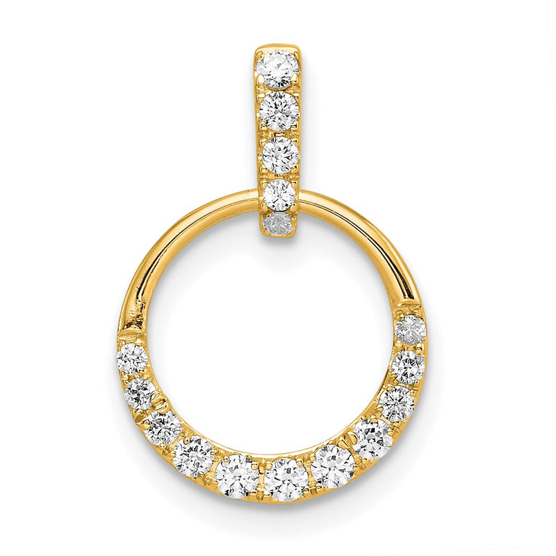 14K Yellow Gold Polished 1/4 carat Diamond Circle Pendant