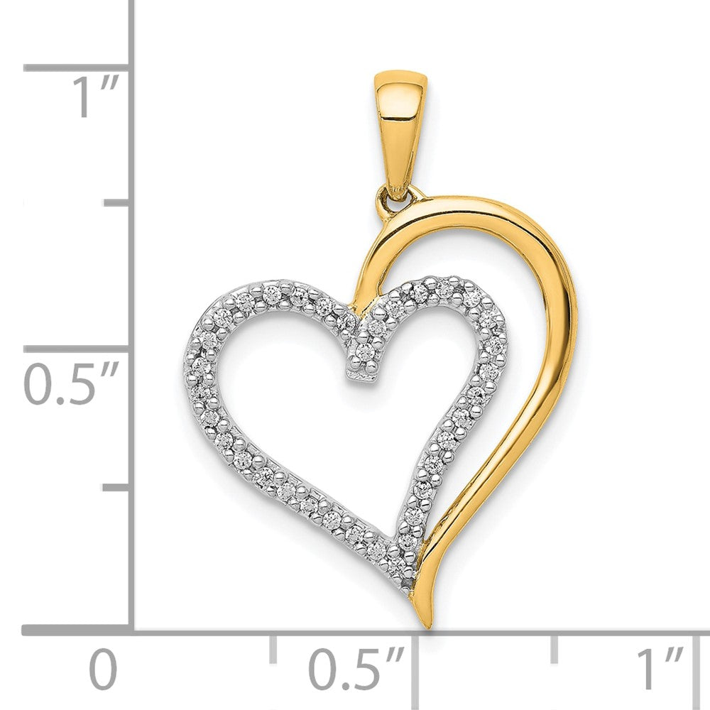 14K Yellow Gold 1/10 carat Diamond Heart Pendant
