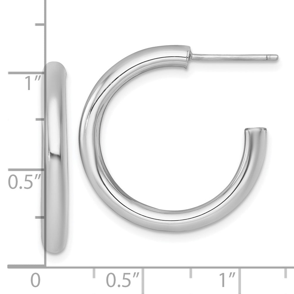 14K Yellow Gold Polished 3.0 x 25mm Tube C-Hoop Post Earrings