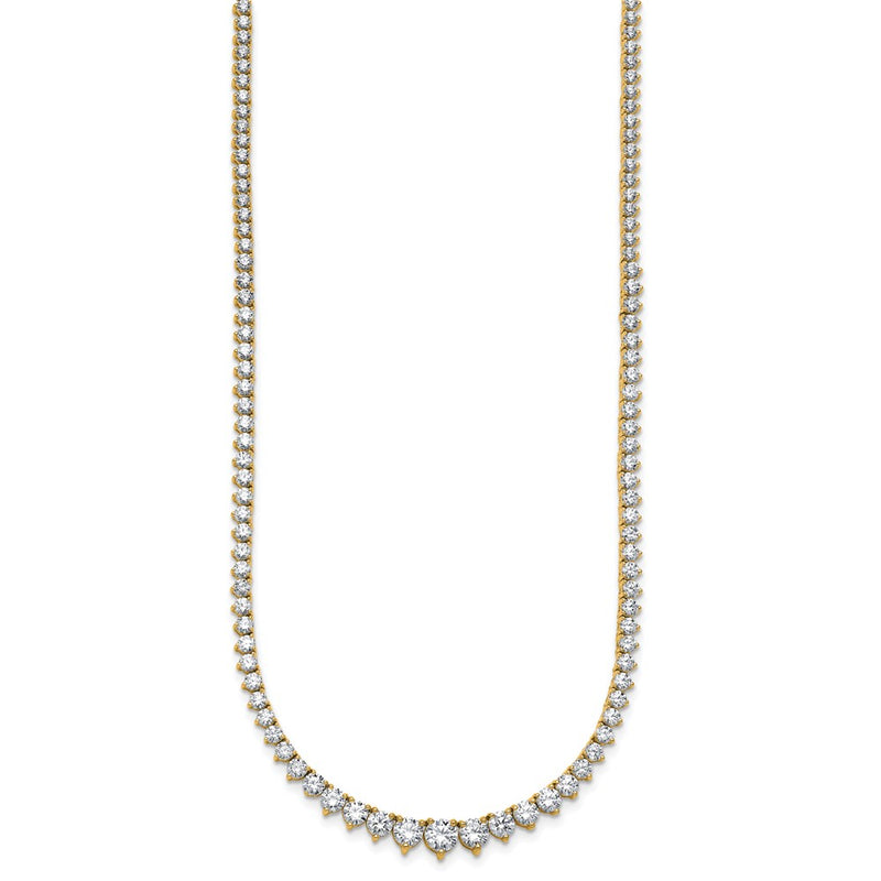 14K Yellow Gold 10 7/8 carat Certified Lab Grown Diamond VS/SI+ G+ Complete Round 18 Inch Graduated Tennis Necklace