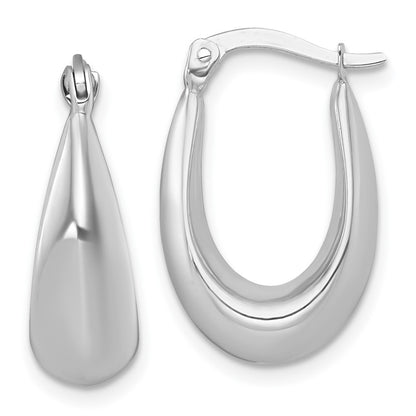 14K White Gold Polished Tapered Hollow Hoop Earrings