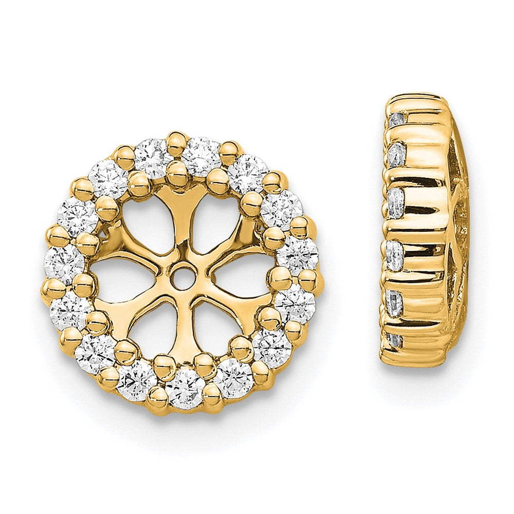 14K Yellow Gold 1/2 carat Diamond Circle Earring Jackets
