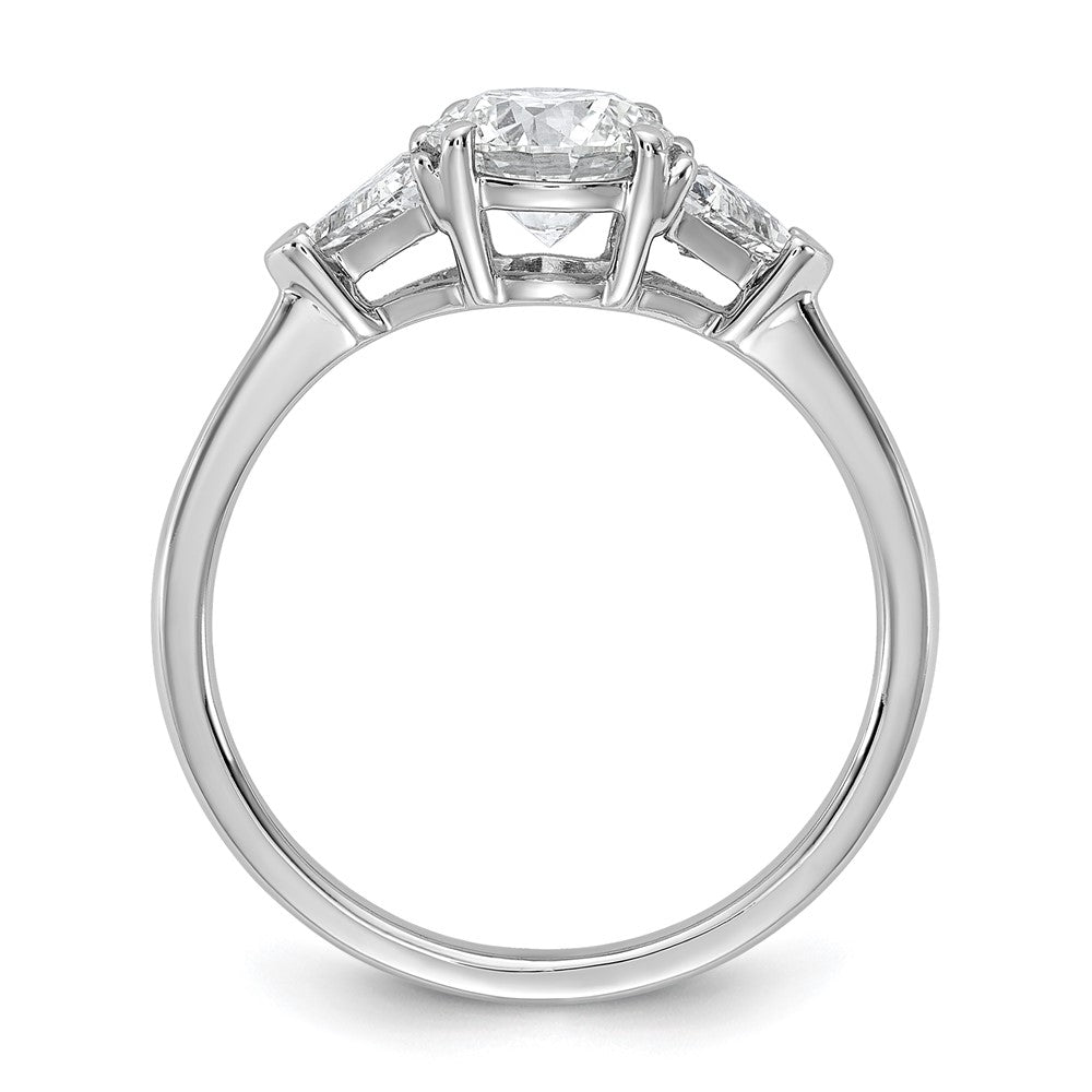 14K White Gold 1 1/2 carat Certified Lab Grown Diamond VS/SI+ G+ Round and Triangle Complete Three Stone Engagement Ring