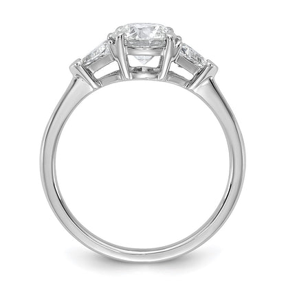 14K White Gold 1 1/2 carat Certified Lab Grown Diamond VS/SI+ G+ Round and Triangle Complete Three Stone Engagement Ring