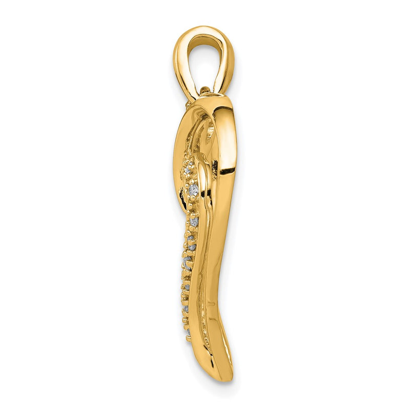 14K Yellow Gold 1/10 carat Diamond Fancy Heart Pendant