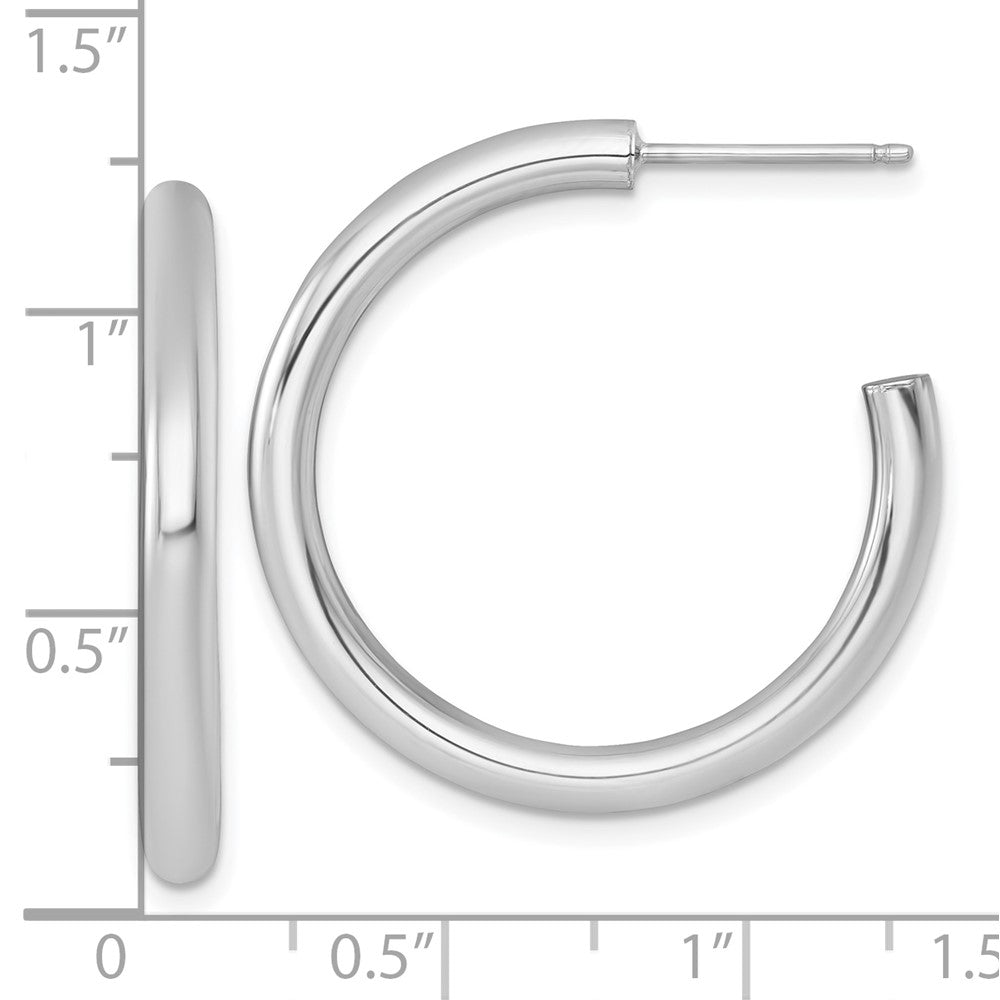 14K Yellow Gold Polished 3.0 x 30mm Tube C-Hoop Post Earrings