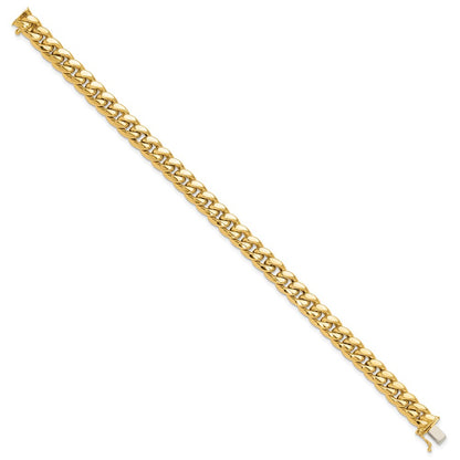 14K Yellow Gold Polished 8.9mm Curb Link 9 Inch Mens Bracelet