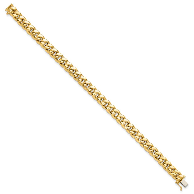 14K Yellow Gold Polished 8.9mm Curb Link 9 Inch Mens Bracelet