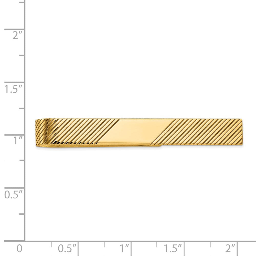 14K Yellow Gold Men's Grooved Engravable Tie Bar