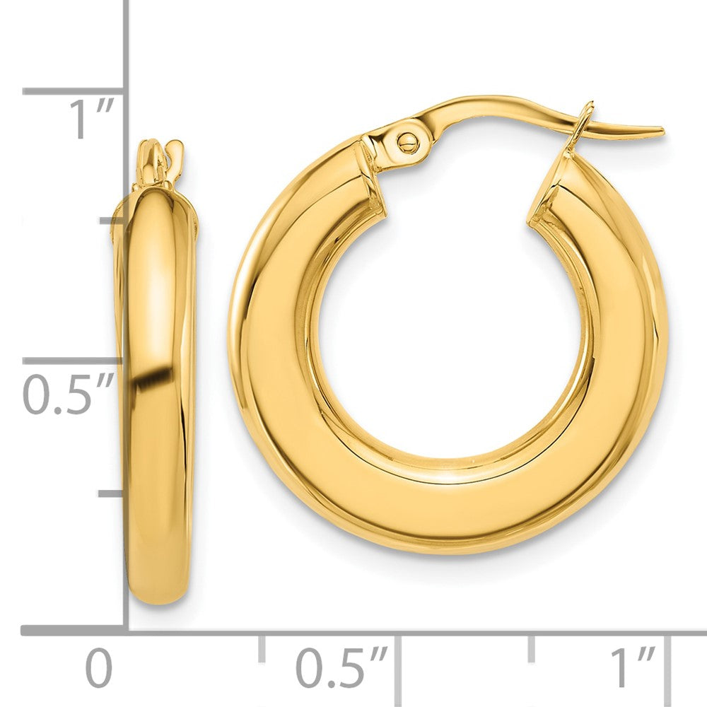 14K Yellow Gold 3x23mm Polished Tube Hoop Earrings