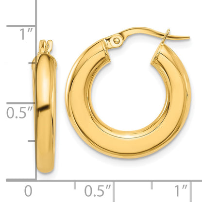 14K Yellow Gold 3x23mm Polished Tube Hoop Earrings