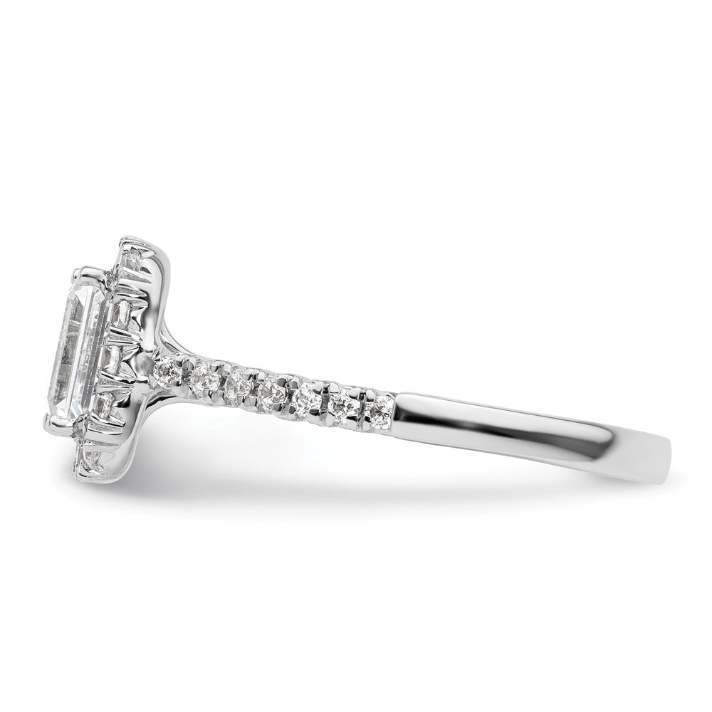 14K White Gold Halo (Holds 1.25 carat (6.8x5.2mm) Emerald-cut Center) 1/2 carat Diamond Semi-mount Engagement Ring