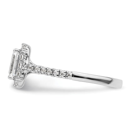 14K White Gold Halo (Holds 1.25 carat (6.8x5.2mm) Emerald-cut Center) 1/2 carat Diamond Semi-mount Engagement Ring