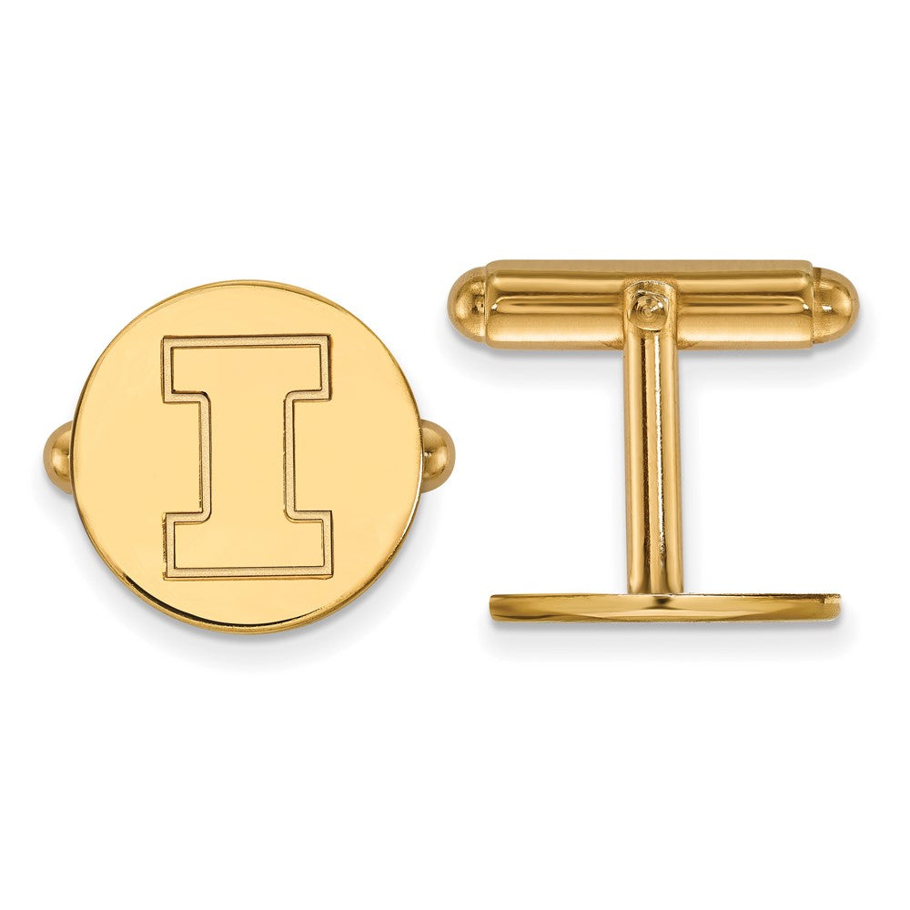 14K Yellow Gold Gold LogoArt University of Illinois Letter I Cuff Links