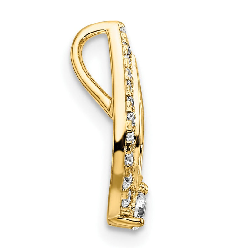 14K Yellow Gold Polished 1/4 carat Diamond Teardrop Chain Slide