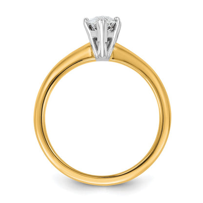 14K Two-Tone Gold Two-tone 1 carat Certified Lab Grown Diamond VS+ F+ Marquise Solitaire Complete Engagement Ring