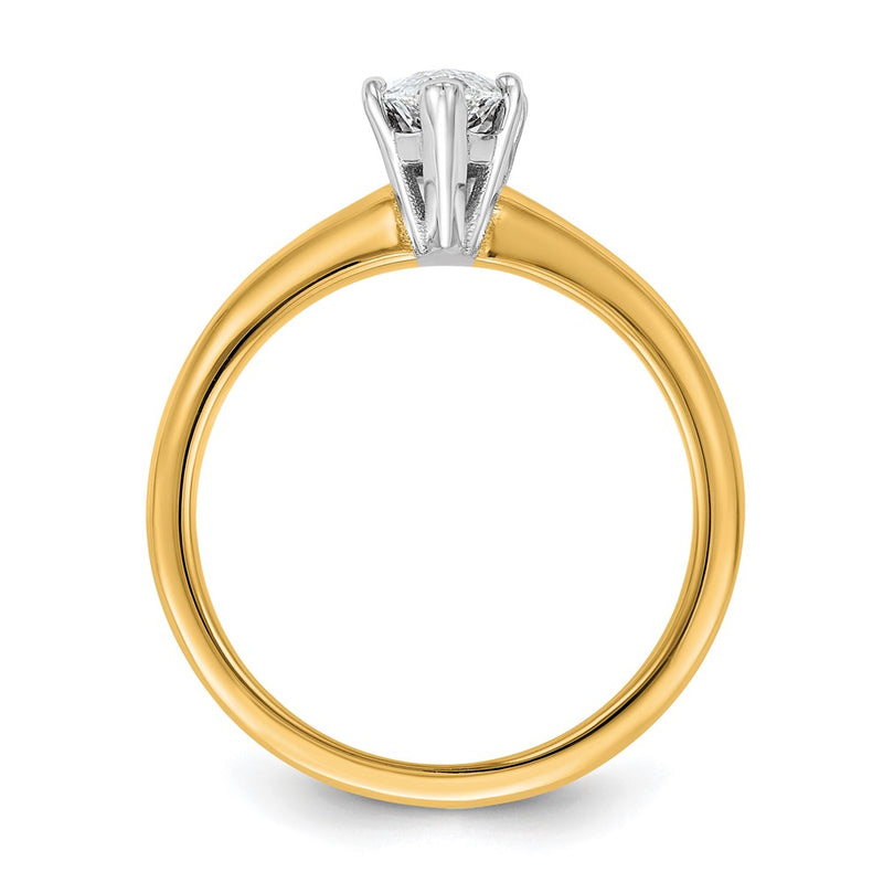14K Two-Tone Gold Two-tone 1 carat Certified Lab Grown Diamond VS+ F+ Marquise Solitaire Complete Engagement Ring