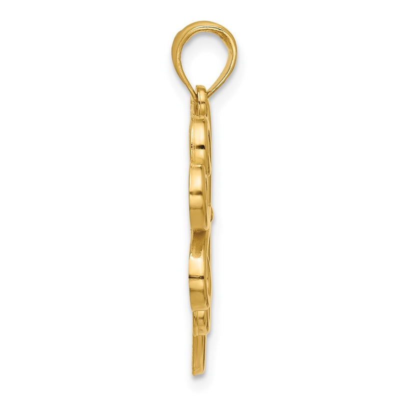 14K Yellow Gold Polished Four Leaf Clover Pendant