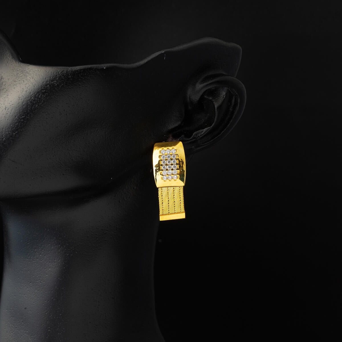 22K Yellow Gold Trabzon Mesh Cubic Zirconia Earrings (11.5 g)