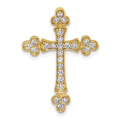 14K Yellow Gold 1/2 carat Diamond Budded Cross Chain Slide