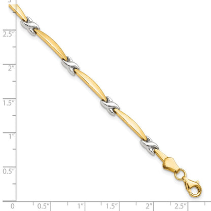 14K Yellow Gold w/Rhodium D/C Fancy Chain Bracelet