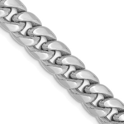 14K White Gold 7.3mm Semi-Solid Miami Cuban 26 Inch Chain