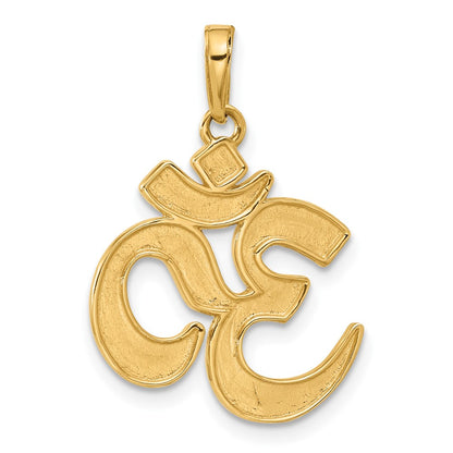 14K Yellow Gold and Rhodium Diamond-cut Om Pendant