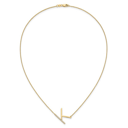 14K Yellow Gold Sideways Diamond Initial K 18 Inch Necklace