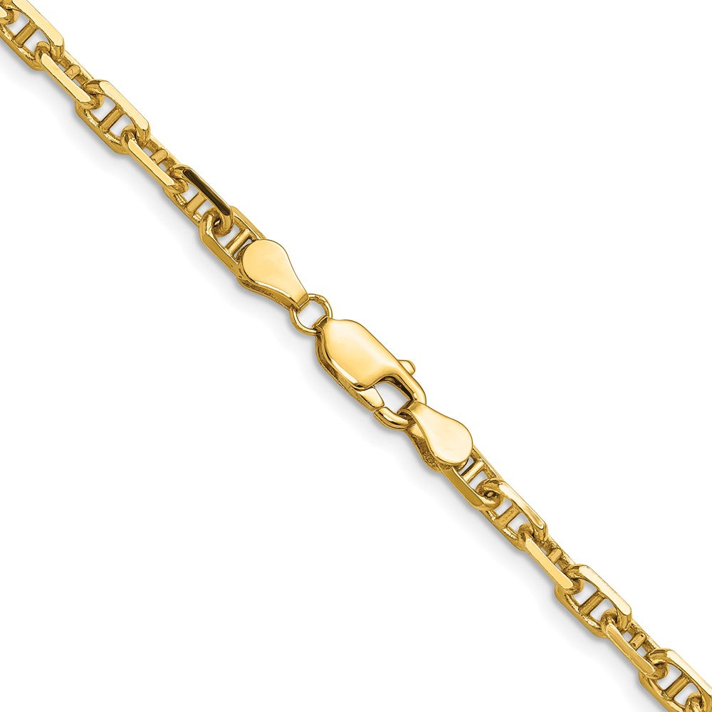 14K Yellow Gold 4.1mm D/C Mariner Anchor 18 Inch Chain