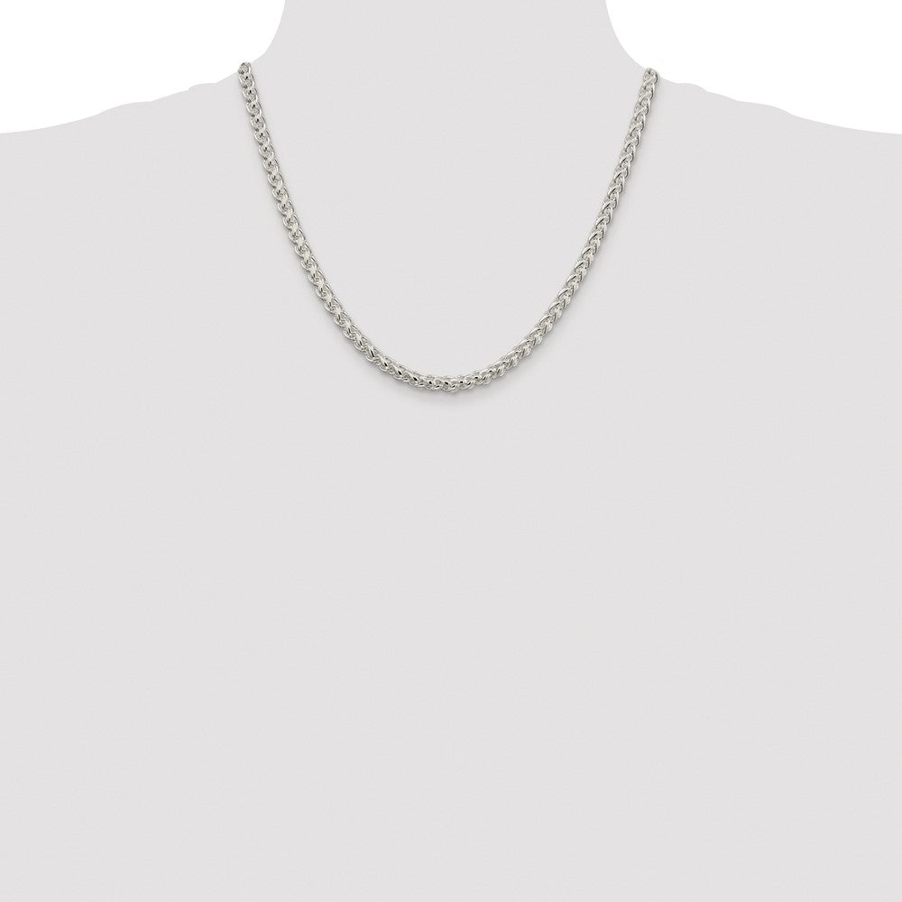 Sterling Silver Rhodium-plated 5mm Round Spiga 20 Inch Chain