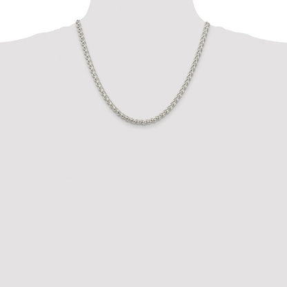 Sterling Silver Rhodium-plated 5mm Round Spiga 20 Inch Chain