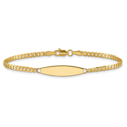 14K Yellow Gold Polished Solid Chain/Solid Plate Curb Link 36x5.1mm Plate 8 Inch ID Bracelet