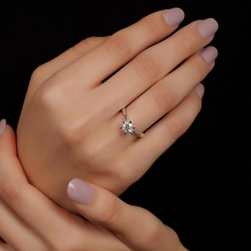 14K White Gold 0.60 Ct Solitaire Moissanite Ring (3 g)