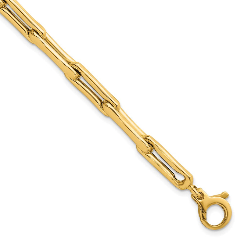 14K Yellow Gold Polished 5.7mm Fancy Long Link Chain Bracelet