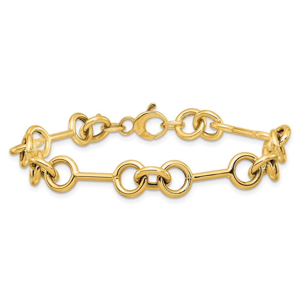 14K Yellow Gold Polished 8.4mm Fancy Link Chain Bracelet