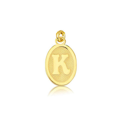 14K Yellow Gold Oval Initial K Pendant