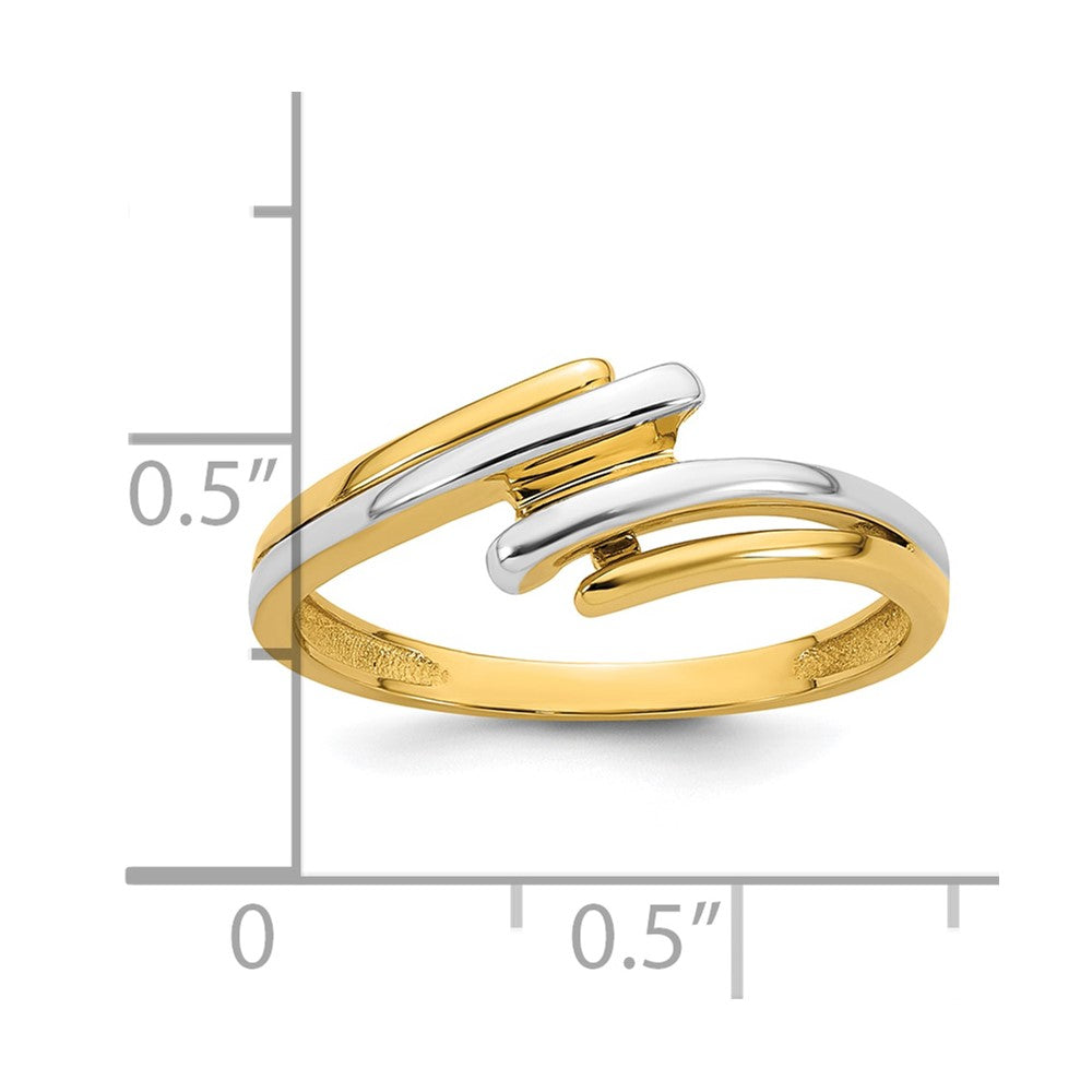 14K Yellow Gold with Rhodium Polished Size 7 Bypass Ring
