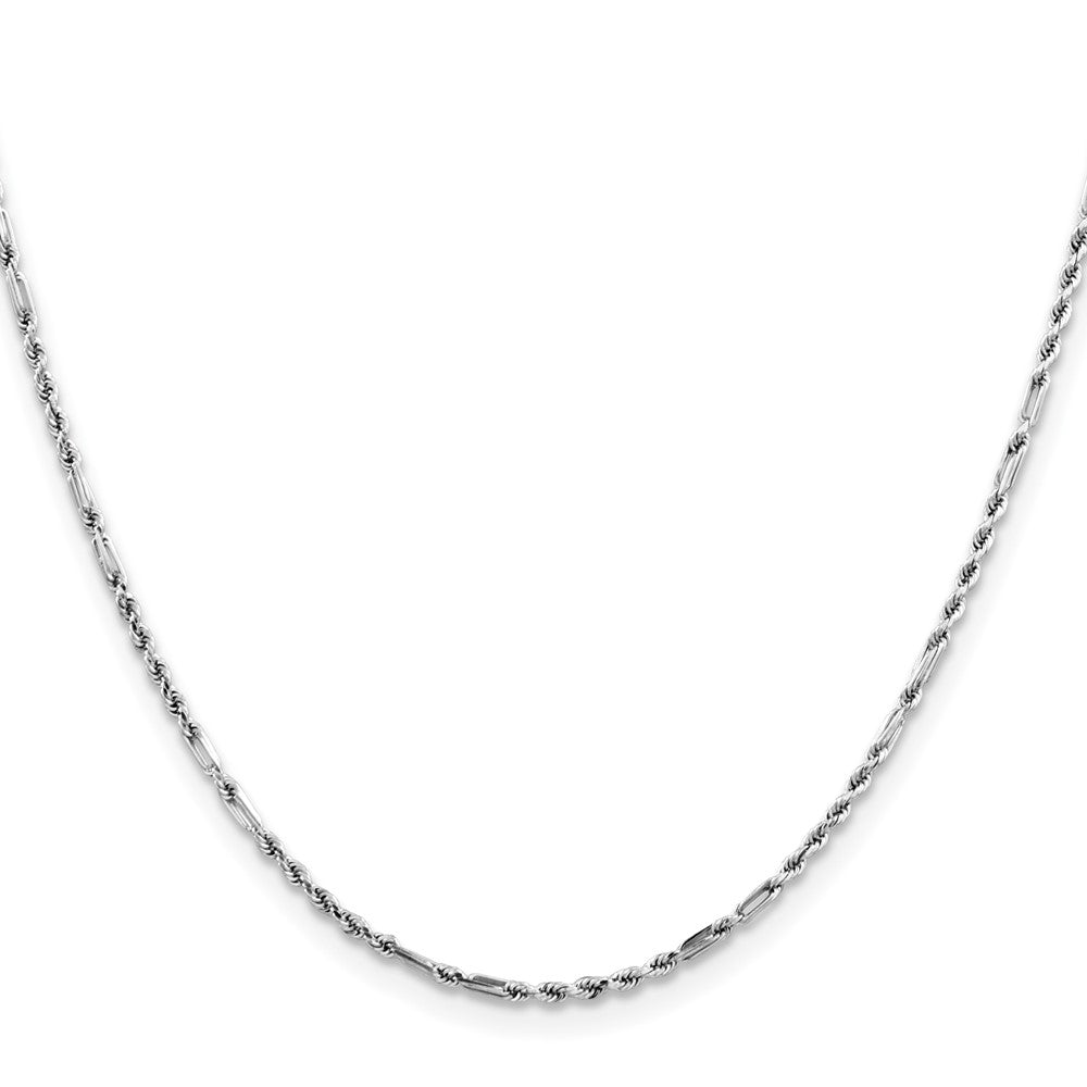 14K White Gold 1.8mm D/C Milano Rope 22 Inch Chain