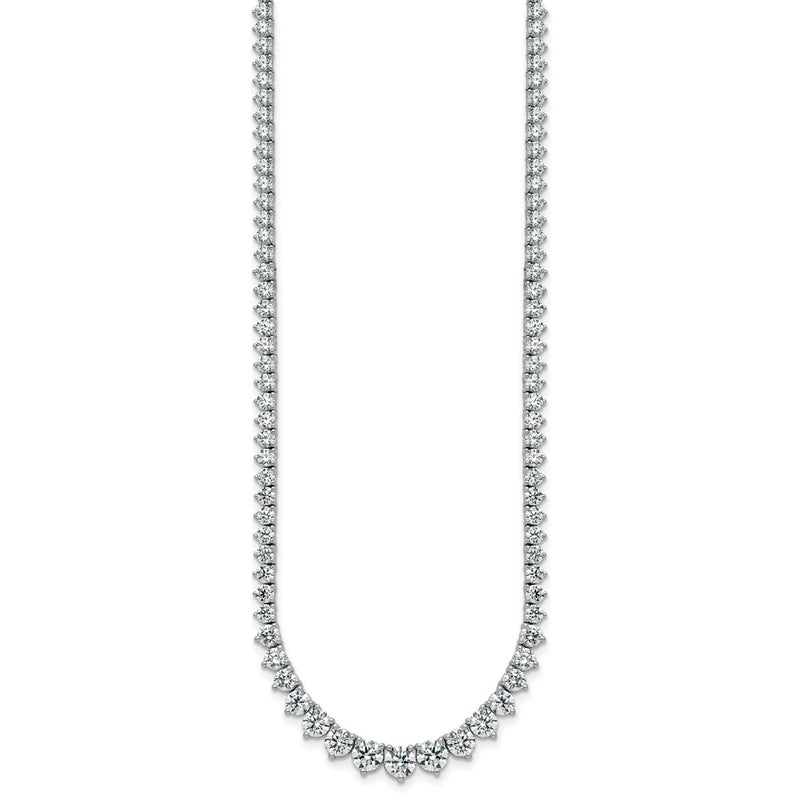 14K White Gold 16 1/3 carat Lab Grown Diamond VS+ F+ Complete Round 18 Inch Graduated Tennis Necklace