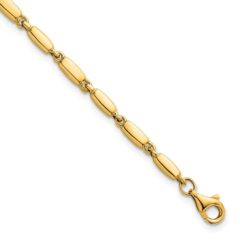 14K Yellow Gold Polished 3mm Fancy Bar Link 7.5 Inch Bracelet