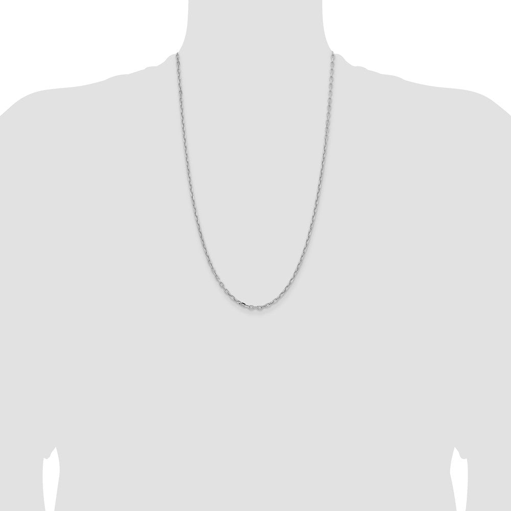 14K White Gold 3mm Semi-solid D/C Open Link Cable 26 Inch Chain