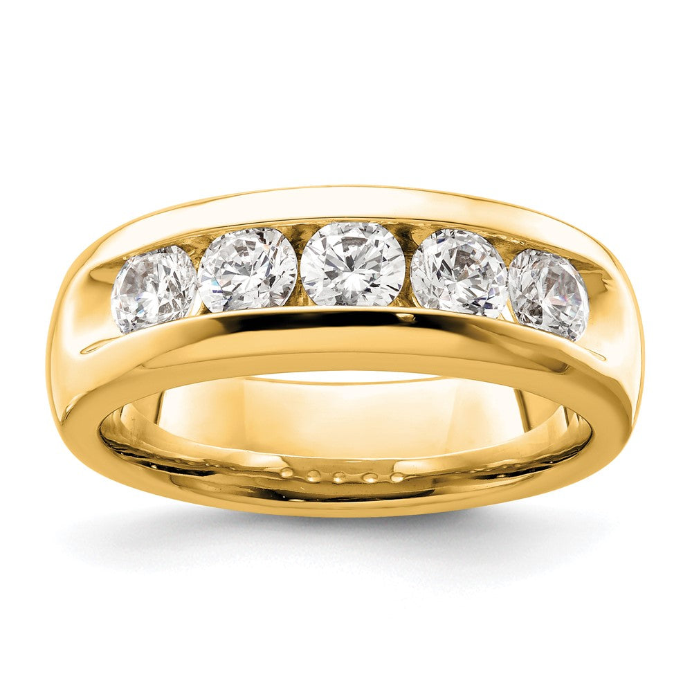 14K Yellow Gold 5-Stone Diamond Channel Wedding Band Ring