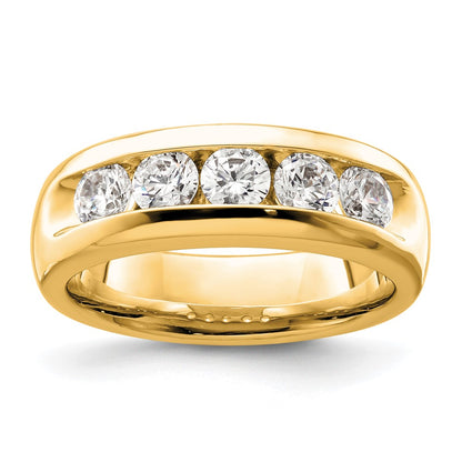 14K Yellow Gold 5-Stone Diamond Channel Wedding Band Ring