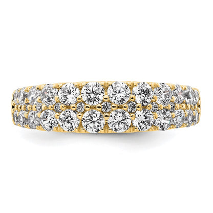 True Origin 14K Yellow Gold 1 1/4 carat Lab Grown Diamond VS+ F+ Double Row Complete Wedding Band Ring